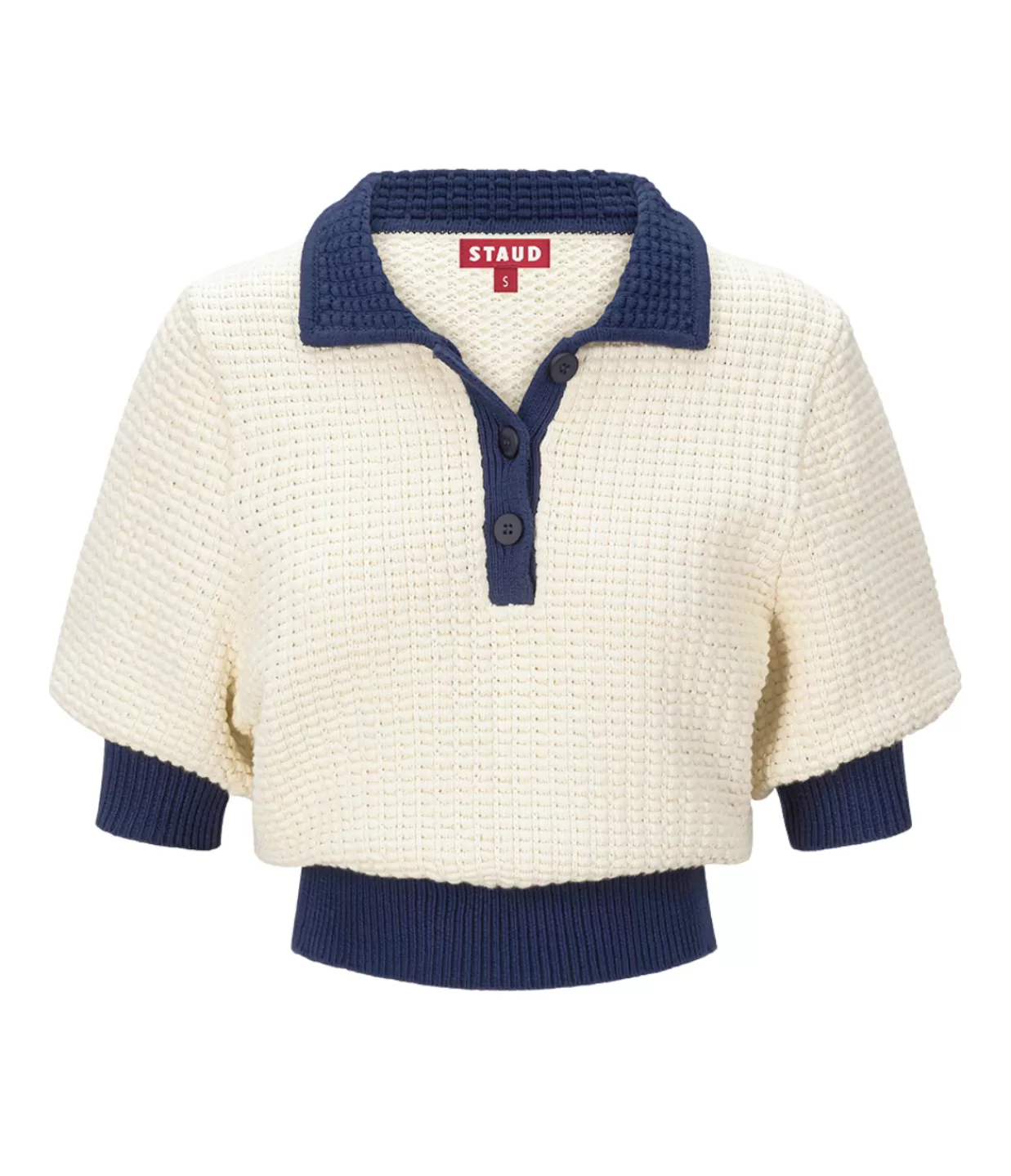 Cheap Altea Short Sleeve Sweater In Ivory And Navy Knitwear