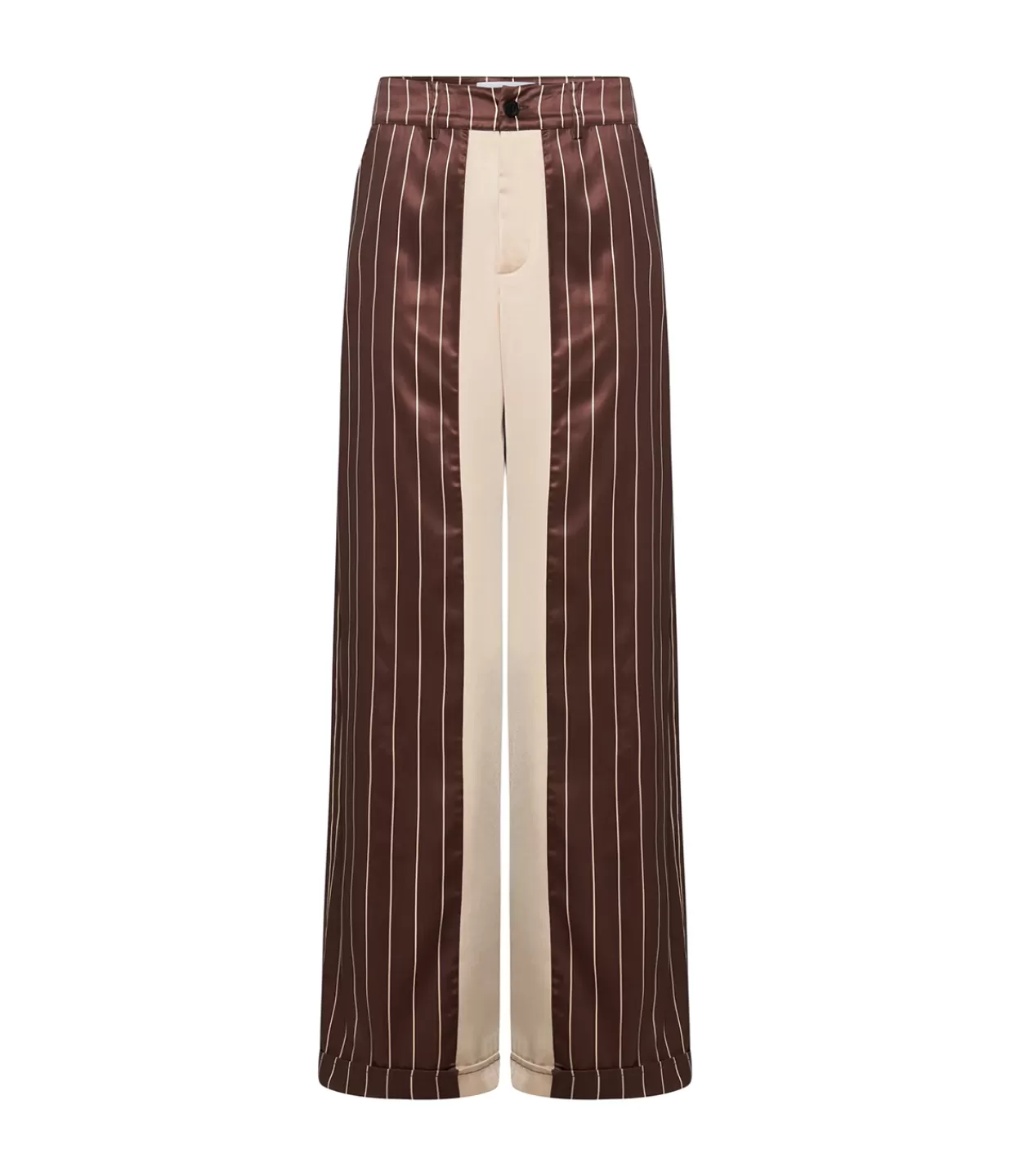 Cheap Bordeaux Silk Stripe Tailored Pant In Cocoa And Ecru Pants