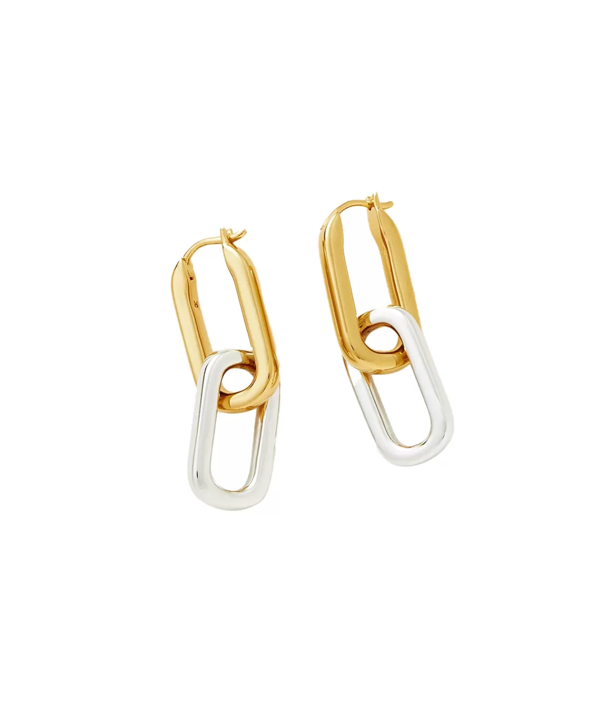 Flash Sale Convertible Ovate Double Link Hoop Earrings In Gold And Rhodium Jewellery | Earrings