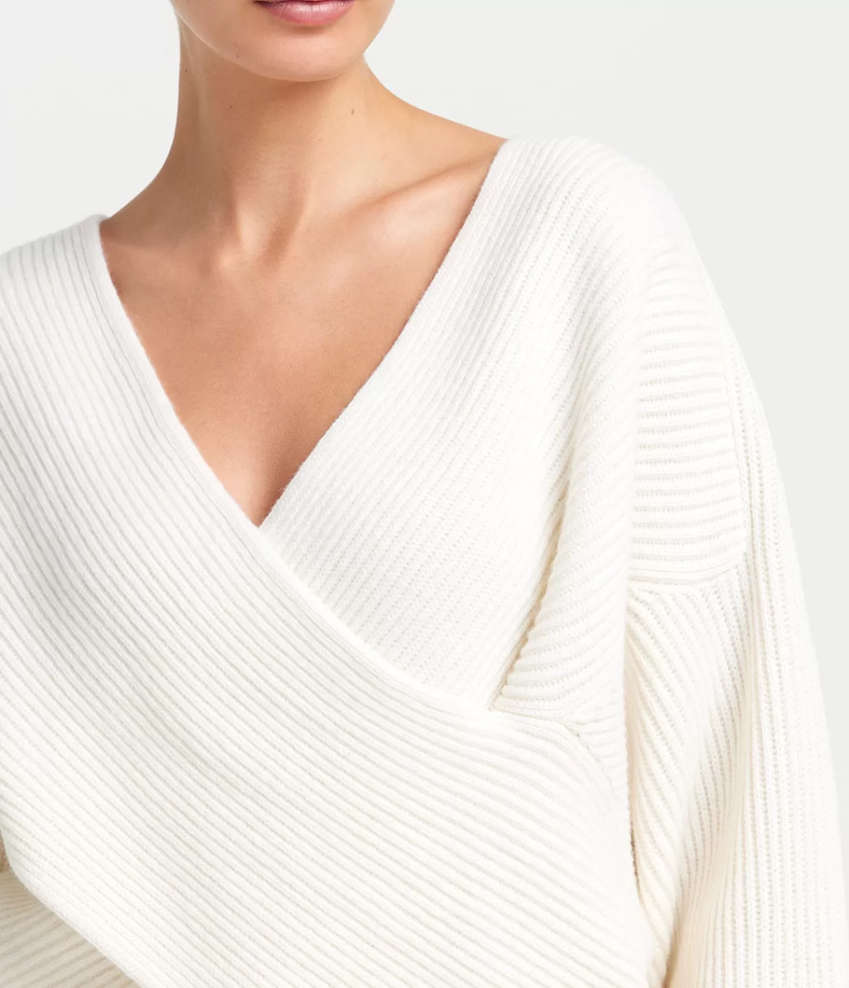 Online Gia Cashmere And Merino Cross Wrap Sweater In Ivory Knitwear