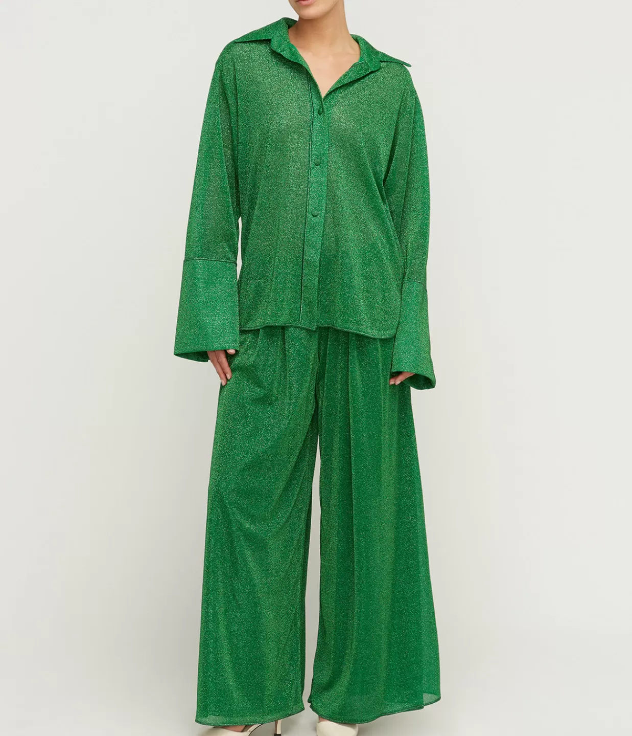 Sale Lumiere Wide Leg Pants In Emerald Green Pants