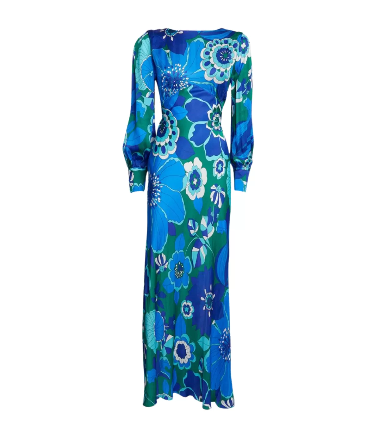 Fashion Marni Long Sleeve Maxi Dress In Miami Floral Emerald Dresses