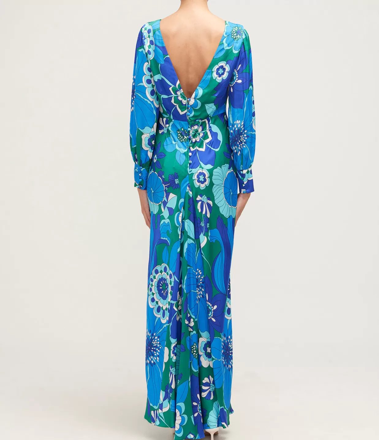 Fashion Marni Long Sleeve Maxi Dress In Miami Floral Emerald Dresses
