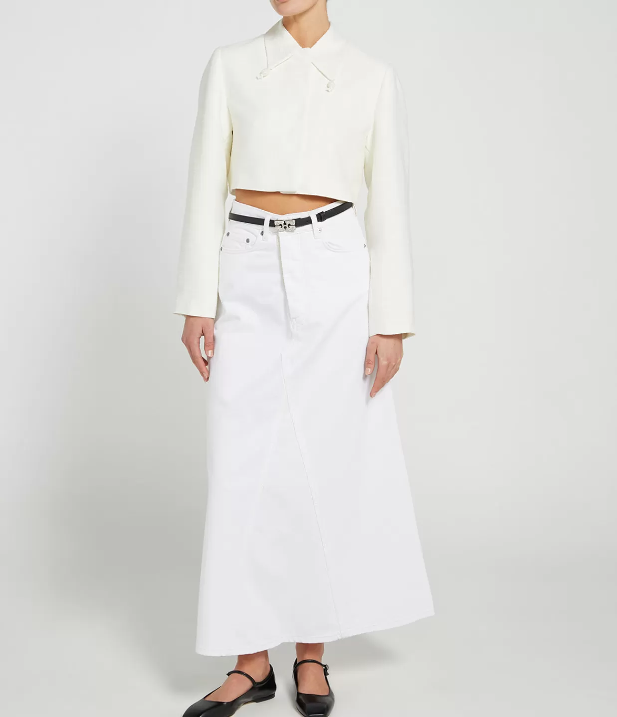 Flash Sale White Denim Double Fly Maxi Skirt In Bright White Skirts | Denim